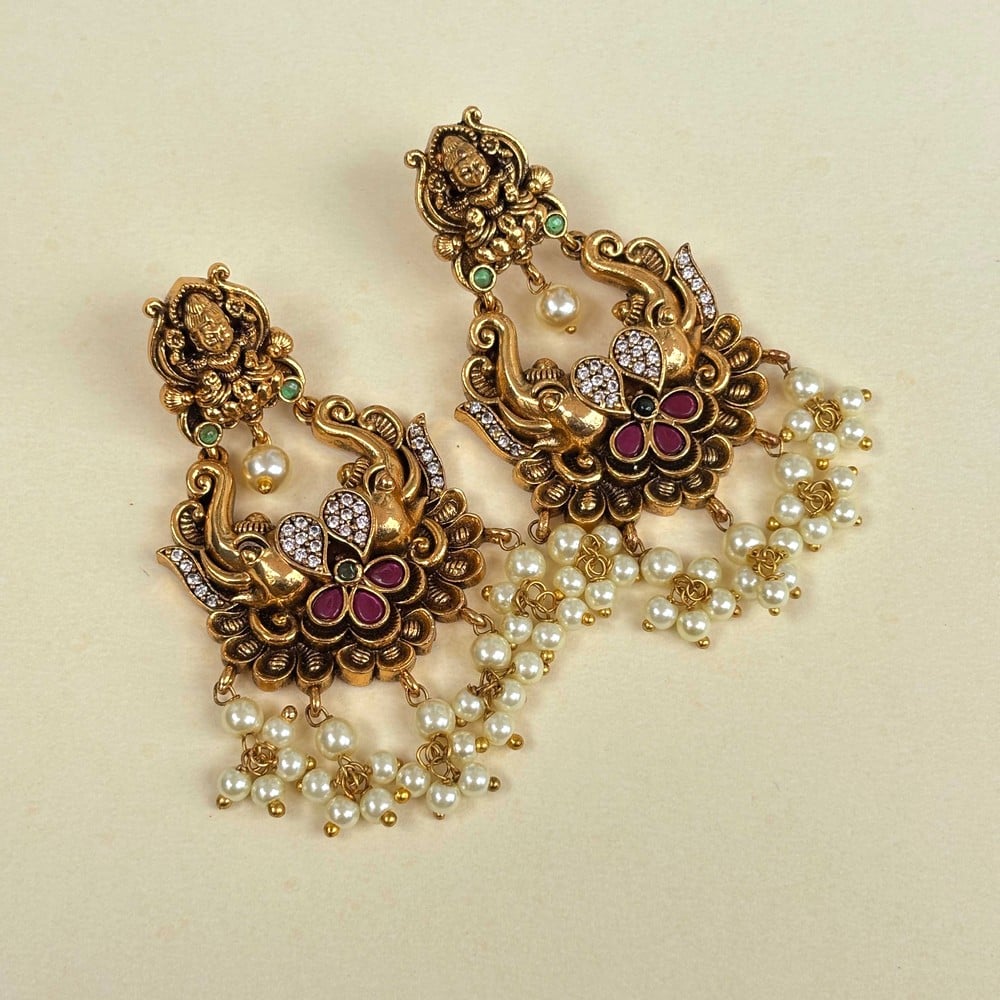 Handmade Brass Metal Jewellery Lakshmi Chandbali Earrings
